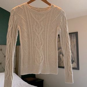 XS Beige/Cream Caslon Soft Cable Sweater